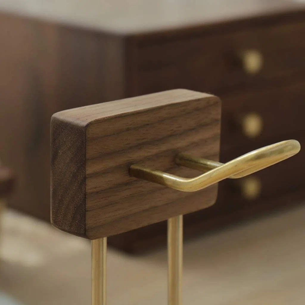 MRKU Support pour Casque Audio, Crochet de Suspension, Support de Bureau en Noyer Noir et Laiton, étagère créative, Support pour écouteurs.